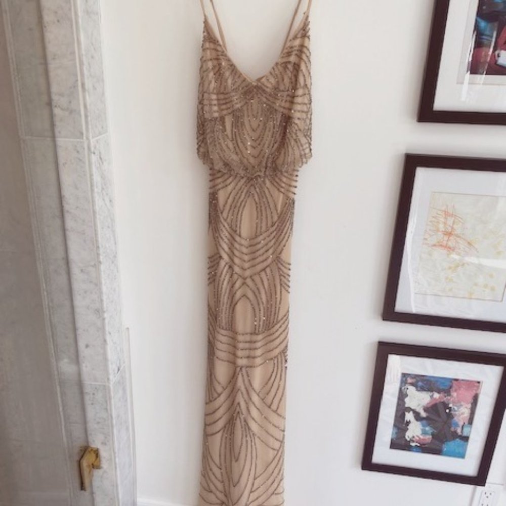 Adrianna Papell Beaded Tan Dress